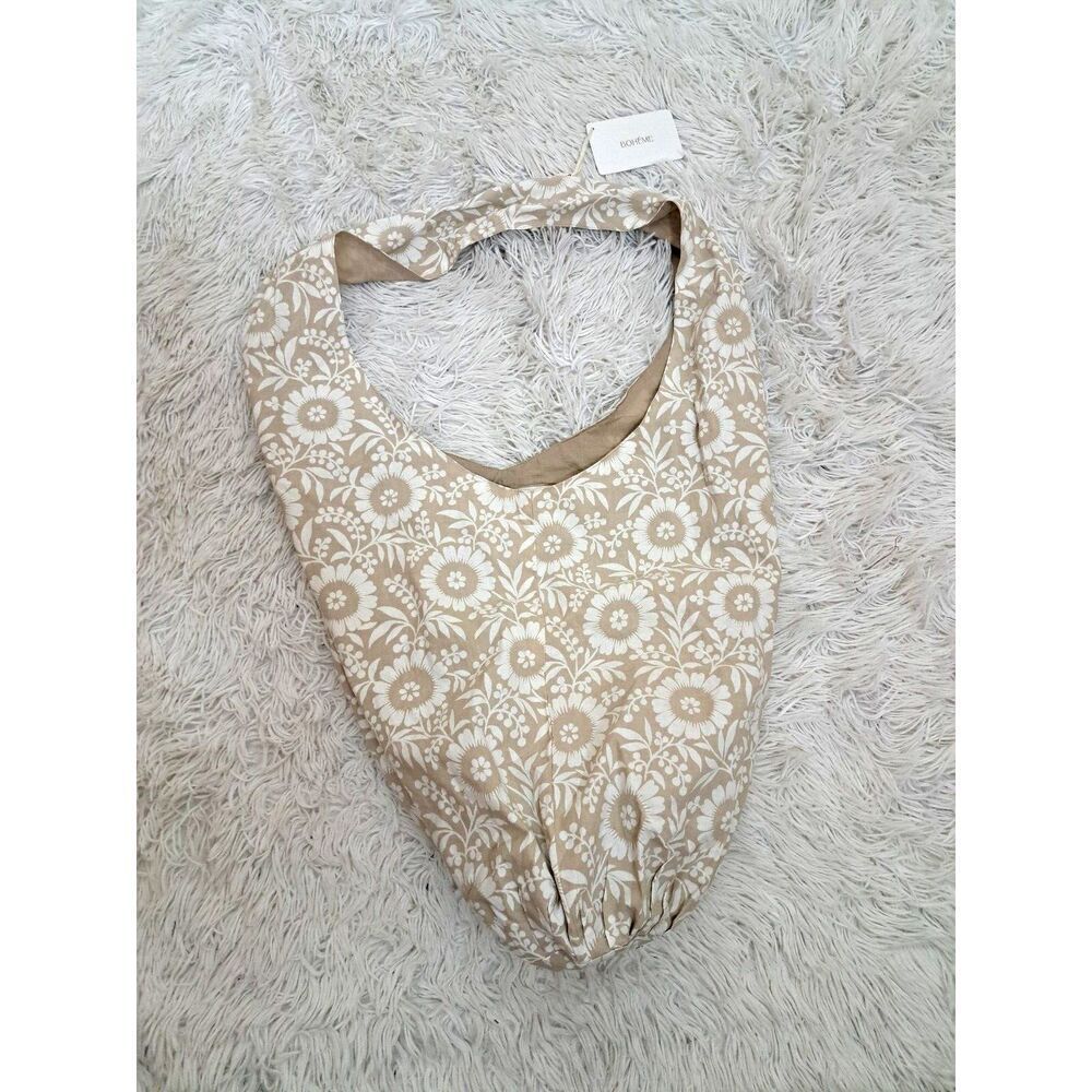 Boheme Hobo Sling Crossbody Shoulder Bag Purse‎ Brown White Boho